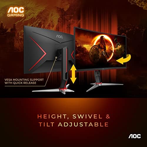 AOC C27G2Z 27" Curved Frameless Ultra-Fast Gaming Monitor, FHD 1080p, 0.5ms 240Hz