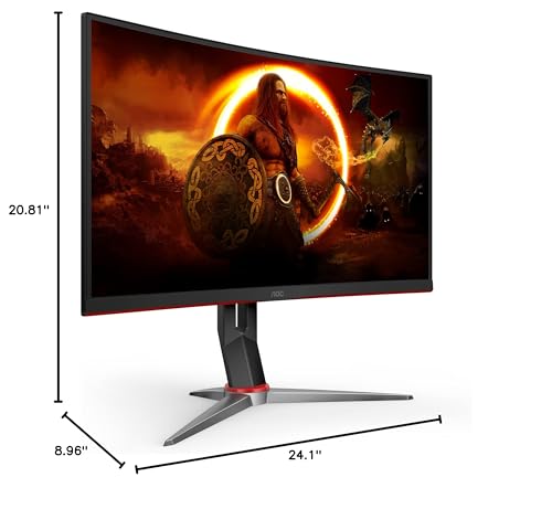 AOC C27G2Z 27" Curved Frameless Ultra-Fast Gaming Monitor, FHD 1080p, 0.5ms 240Hz