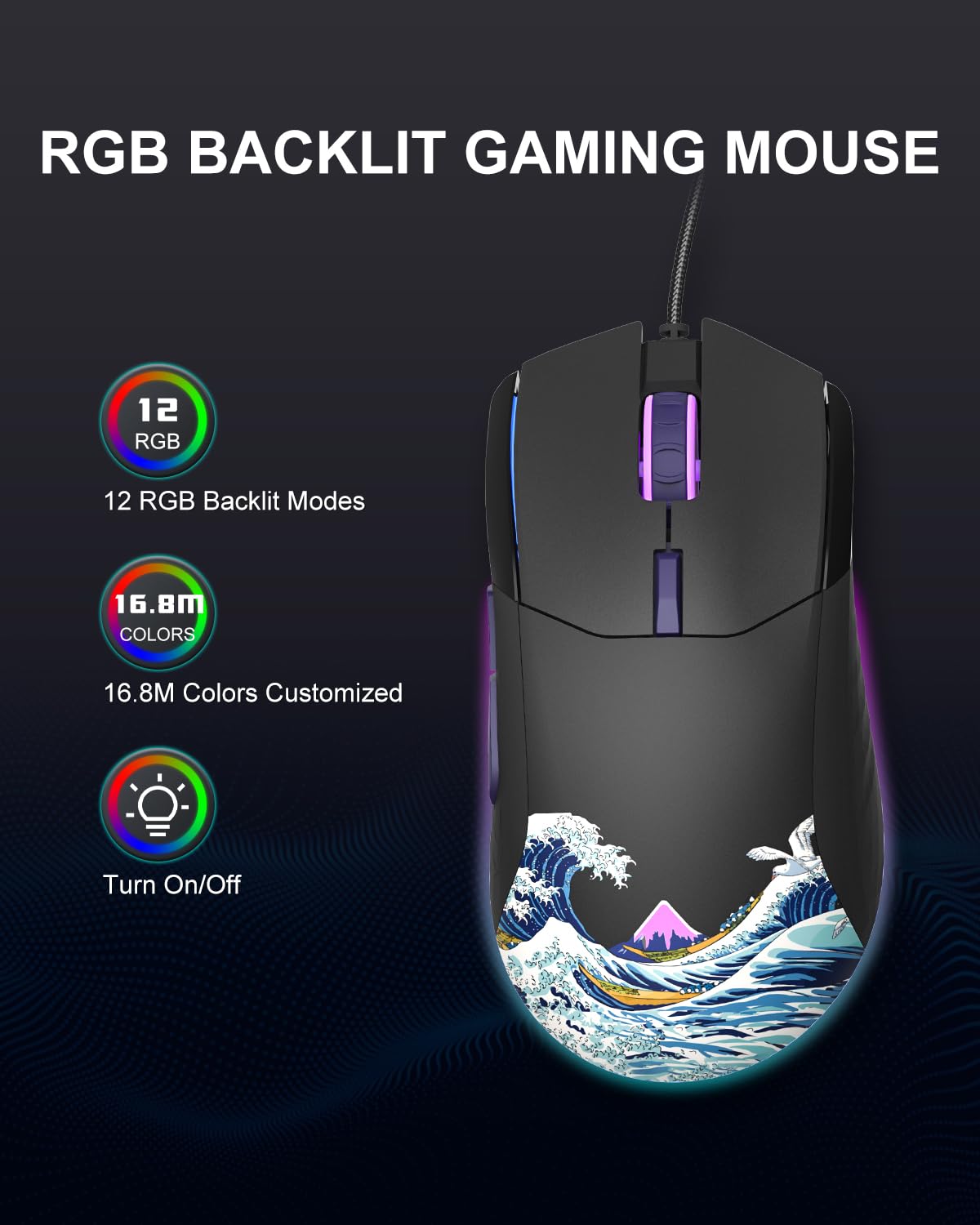 COSTOM G705 Wired Gaming Mouse Black