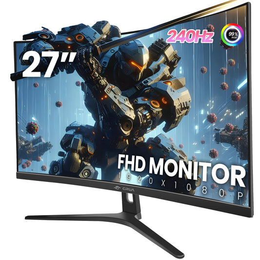 CRUA 27 Inch Curved Gaming Monitor,Full HD(1920x1080P) VA Panel 1800R 240Hz Refresh